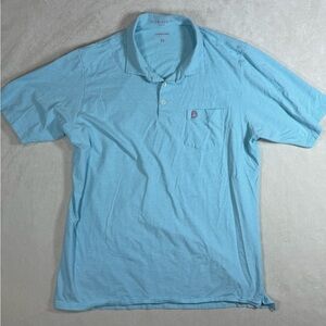 B.Draddy XL Light Blue Stripe Performance Polo Shirt Front Embroidered Logo Golf